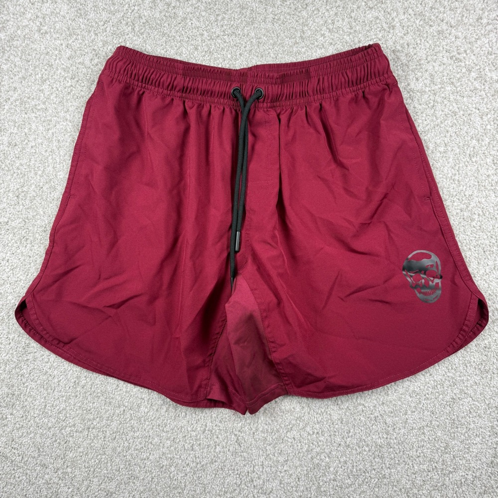 Gymreapers Training Shorts Mens Large Burgundy Skull Graphic Athletic Gym